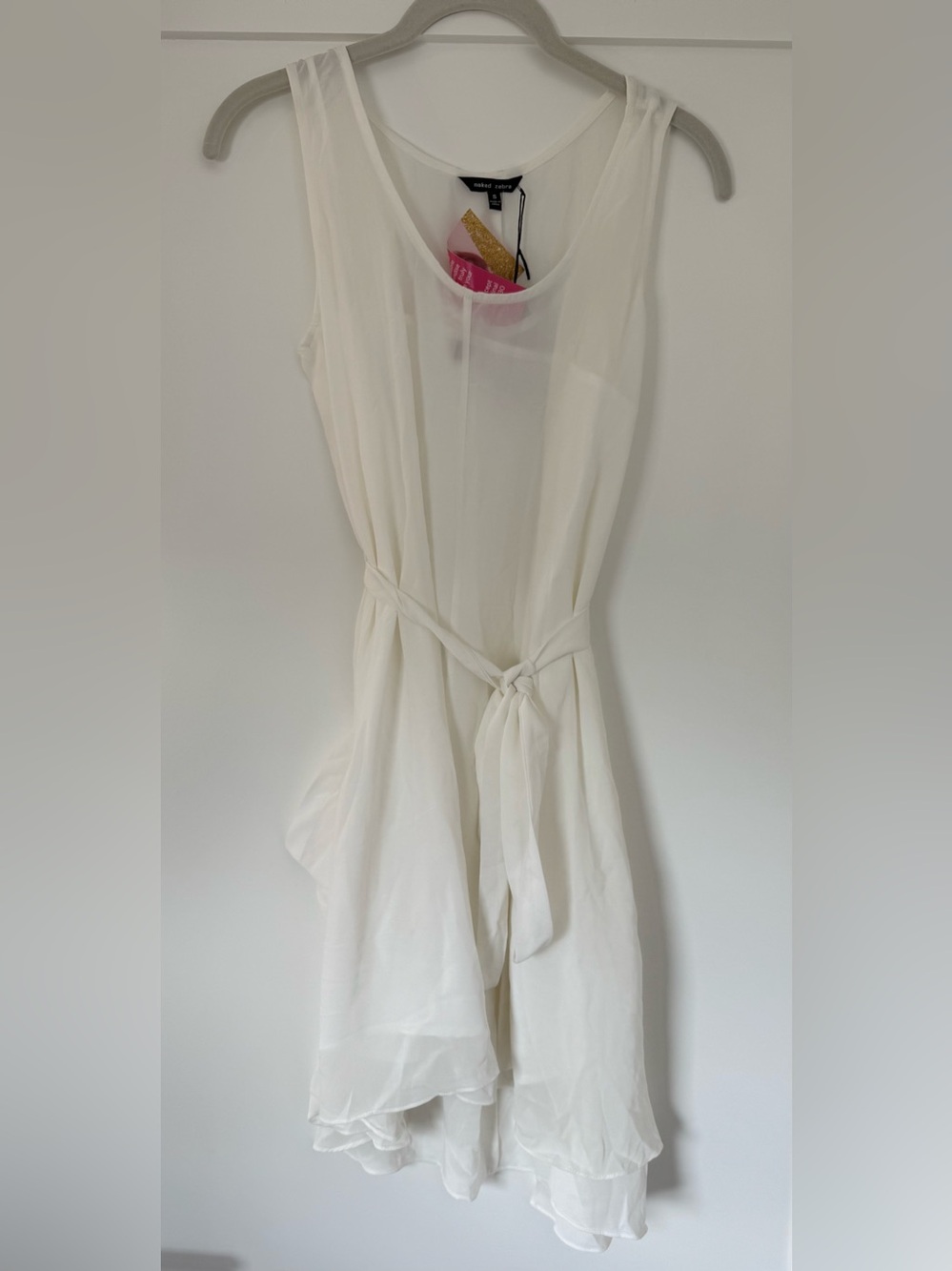 NWT Naked Zebra White Sheer Overlay Lined Dress (S)